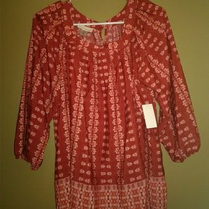 Hippie style flowy red blouse